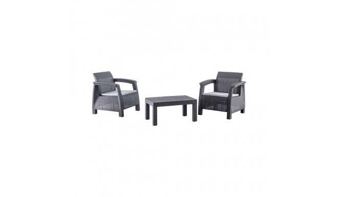 FURNIT SET OUT BLC/GREY ARMCHAIR/TABLE