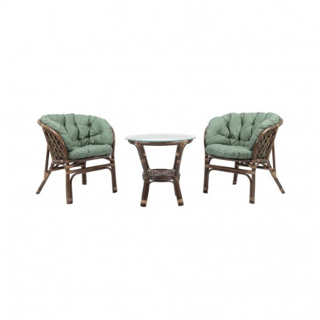 FURNIT SET OUT BROW/GRE ARMCHAIR/TABLE