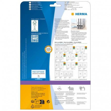 HERMA File spine labels A4 192x61 mm white paper matt opaque 40 pcs.