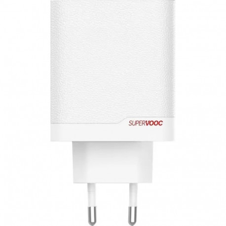 OnePlus 120W Dual Ports SuperVooc  Adapter + Cable (Type-C + Type-A) - White