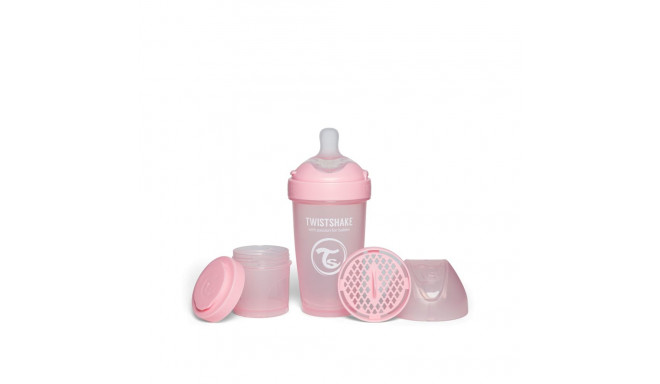 Twistshake Pro Double Anti-Colic Feeding Bottle 260ml Pastel Pink 79024