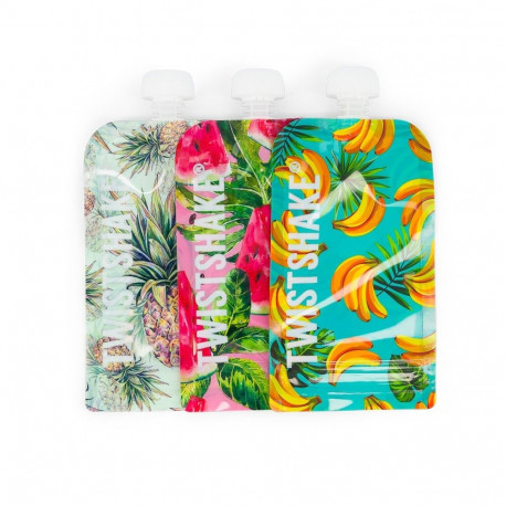 Twistshake 3x Squeeze Bag 220ml Pineapple Watermelon Banana