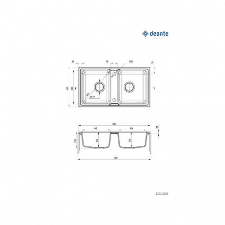 ZORBA GRAN SINK 78X43X18 ZQZ_N203 BLK