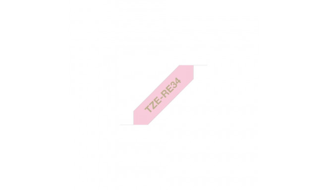 Brother TZE-RE34 label-making tape Gold on Pink