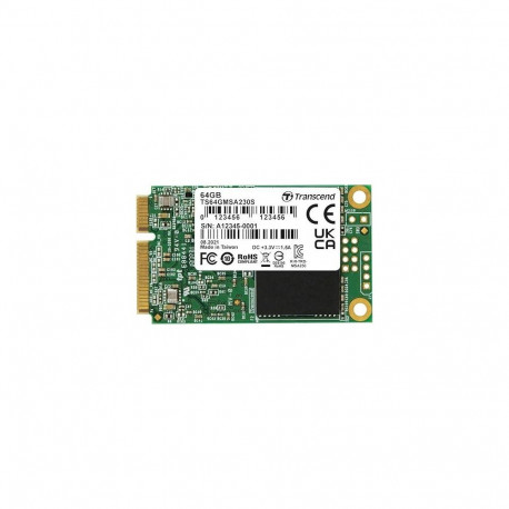 SSD|TRANSCEND|64GB|mSATA|SATA 3.0|3D NAND|Write speed 200 MBytes/sec|Read speed 350 MBytes/sec|TBW 3