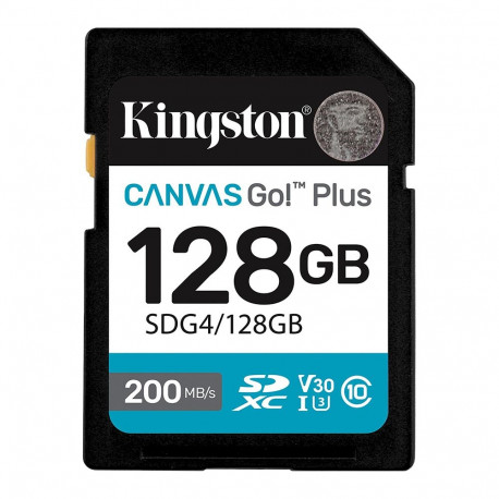 Kingston mälukaart SDXC 128GB Canvas Go Plus Gen4 200MB/s C10 UHS-I U3 V30