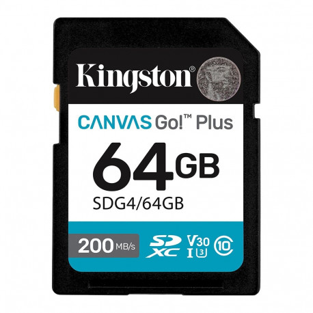Kingston mälukaart SDXC 64GB Canvas Go Plus Gen4 200MB/s C10 UHS-I U3 V30