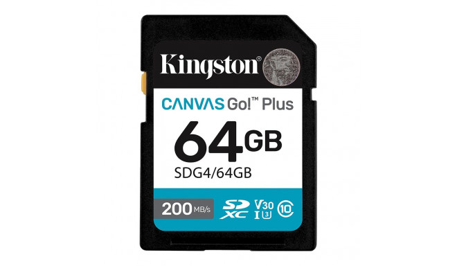 KINGSTON 64GB SDXC Canvas Go Plus Gen4 200MB/s C10 UHS-I U3 V30