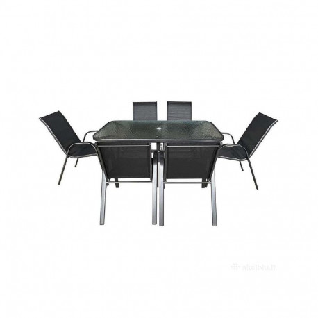 OUTD FURNIT SET 6 CHAIR 1 TABL BL HC-891