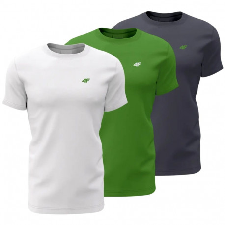 Koszulka męska 4F M1895 3pak granatowa, zielona, biała 4FWSS24TTSHM1895 90S  M