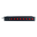 Rack-riba 19 1.5U, 8x UNEL pistik taga, 8x lüliti ees