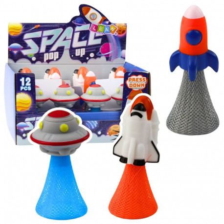 hüppav kosmoselaev vedrul värviline tuled 11cm mix