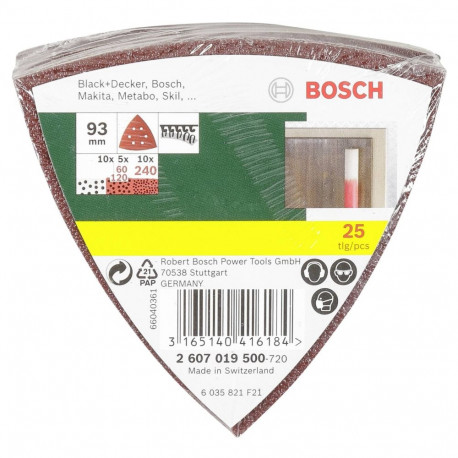 Bosch 25 Sanding sheets for delta sander grit 60/120/240