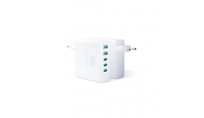 3MK HyperCharger 140W 3xUSB-C + 2xUSB GAN seinalaadija, PD+QC