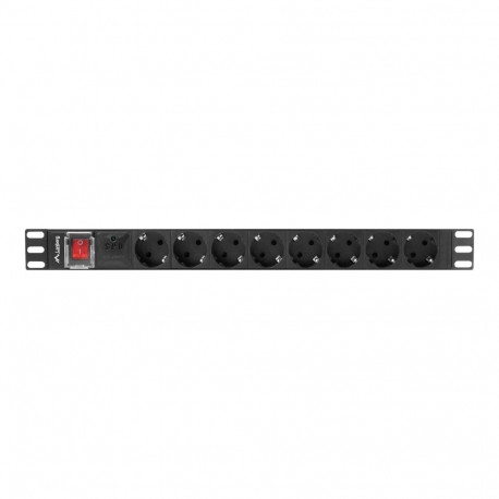 Lanberg Power Distribution unit (PDU) 19" 1U 16A 2m 8X Schuko oulets | PDU-08F-0200-BK