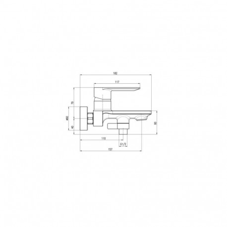 MIXER FOR BATH WITH HEAD METAL GREY