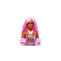 Barbie Deluxe Style Doll #1 in Glossy Pink Barbiecore Dress with Velvet Gloves, Pink Hair