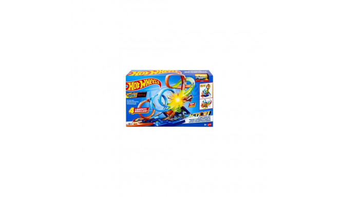 Hot Wheels Action 4-Loop Crash Out Track Set with Motorized Booster &amp; 1:64 Scale Toy Car