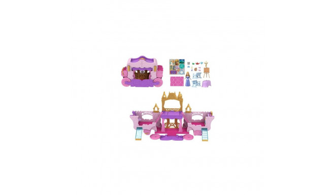 Disney Princess Carriage to Castle Transforming Playset with Aurora Small Doll, 4 Figures &amp; 
