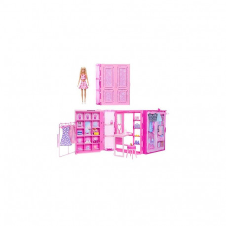 Barbie Dream Closet Toy Playset with Fashion Doll, Clothes, &amp; Accessories, 3-ft-Wide with 25