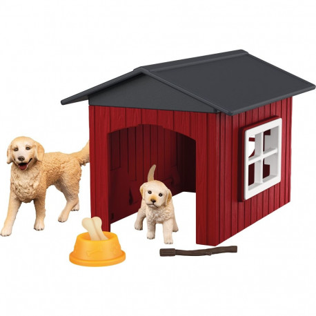 Schleich Farm World Doghouse with Golden Retrievers