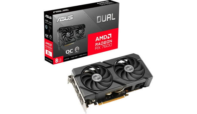 Asus Radeon RX 7600 DUAL EVO OC (black, RDNA 3, GDDR6, 3x DisplayPort, 1x HDMI 2.1)
