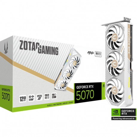 GeForce graafikakaart RTX 5070 AMP väljaanne (DLSS 4, 3x DisplayPort, 1x HDM), valge