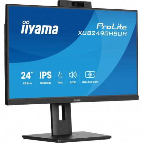 ProLite XUB2490HSUH-B2 (60.5 cm (24 Zoll), schwarz (matt), FullHD, IPS, Webcam, Mikrofon, USB-Hub, 1