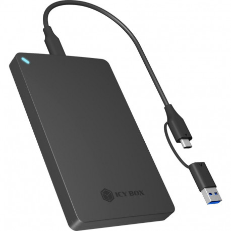 Icy Box IB-201T-CU31 2.5" SATA HDD/SSD Enclosure (black, with USB Type-C/Type-A combo cable)