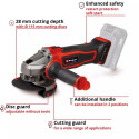 Einhell Power X-Change Cordless Angle Grinder TE-AG 18/115-2 Li - Solo, 18 Volt (red/black, without 