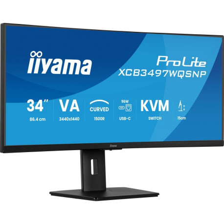 ProLite XCB3497WQSNP-B1 (86.4 cm (34 Zoll), schwarz (matt), WQHD, VA, Curved, Adaptive-Sync, USB-C, 