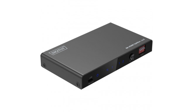 8K HDMI Splitter, 1x2 (schwarz, mit Downscaler)