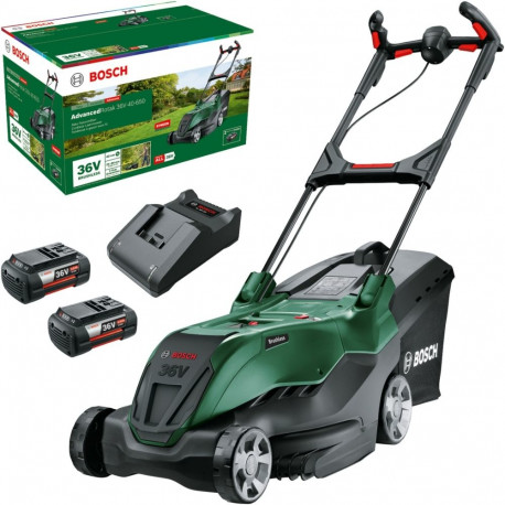 Bosch Powertools Cordless Lawnmower AdvancedRotak 36V-40-650, 36 Volt (green/black, 2x Li-ion batter