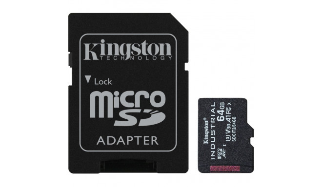 Kingston Industrial 64 GB microSDHC (black, UHS-I U3, Class 10, V30, A1)