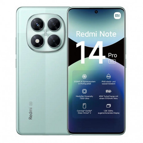 Xiaomi Redmi Note 14 Pro - 6.67 - 5G 256GB, mobile phone (Coral Green, HyperOS, 8GB)