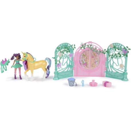 Unicorn Academy - Ava & Einhorn Leaf Stall Spielset mit Farbwechseleffekt