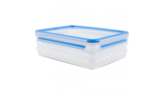 Emsa CLIP & CLOSE cold cuts box system 1.0 liter, 4-piece, can (transparent/blue, rectangular)