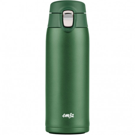 Emsa TRAVEL MUG light thermo mug (dark green, 0.4 liters, flip lid)