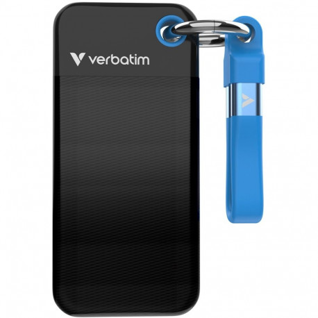 Pocket SSD 1 TB, Externe SSD (schwarz/blau, USB-C 3.2 Gen 2 (10 Gbit/s), mit Schlüsselring und Kabel