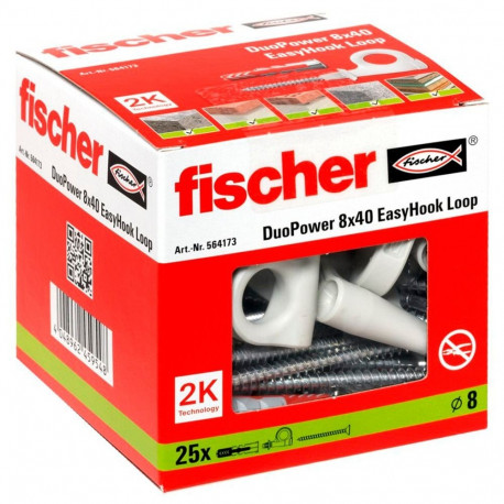 Fischer EasyHook Loop DuoPower 8x40 (white, 25 pieces, with EasyHook eyelet)