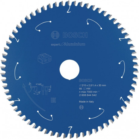 Expert ketassae tera Ø 210mm 66Z alumiiniumile (ava 30mm, akutoiteliste lauaketassaagide jaoks)