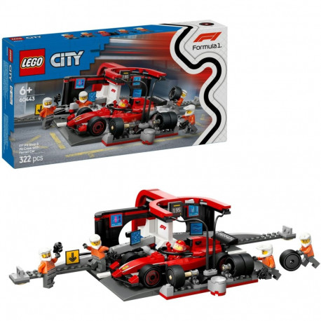 mängukomplekt 60443 City F1 pitstopp koos pitimeeskonnaga ja Ferrari-võidusõiduautoga