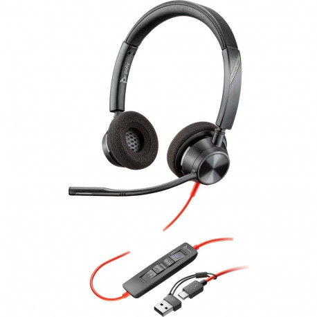 Poly stereo-peakomplekt Blackwire 3320M USB-C + USB-C/A-adapter Microsoft Teamsi sertifikaadiga, mus
