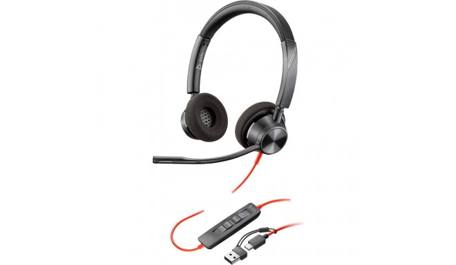 HP Poly Blackwire 3320M USB-C Stereo Headset +USB-C/A Adapter (Black, Certified for Microsoft Teams)