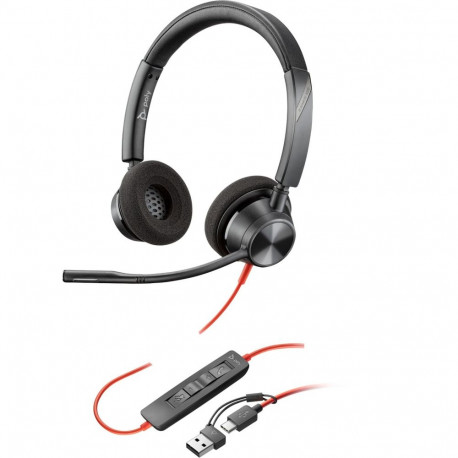 Poly stereopeakomplekt Blackwire 3320 USB-C USB-C/A-adapter, must