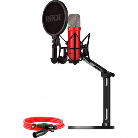 Rode Microphones NT1 Signature +XLR cable+Desktop Studio Arm, microphone (red, bundle)