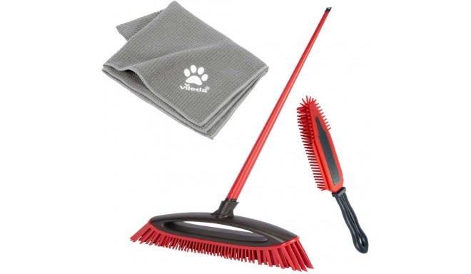 Vileda Pet Pro ALWAYS CLEAN broom box, 3-piece set (red, ALWAYS CLEAN broom + Pet Pro electrostatic 