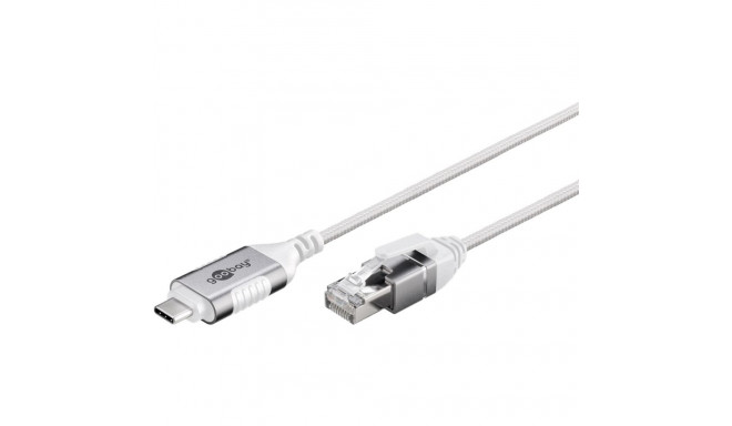 goobay Ethernet adapter cable USB-C 3.2 Gen2 > RJ-45, Slim (white, 3 meters)
