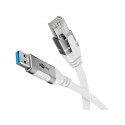 goobay Ethernet cable USB-A 3.2 Gen1 plug > RJ-45 plug, LAN adapter (white, 2 meters, braided textil