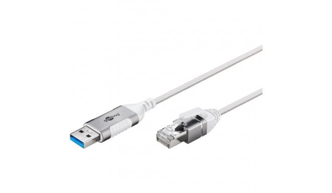 goobay Ethernet adapter cable USB-A 3.2 Gen1 > RJ-45, Slim (white, 1 meter)
